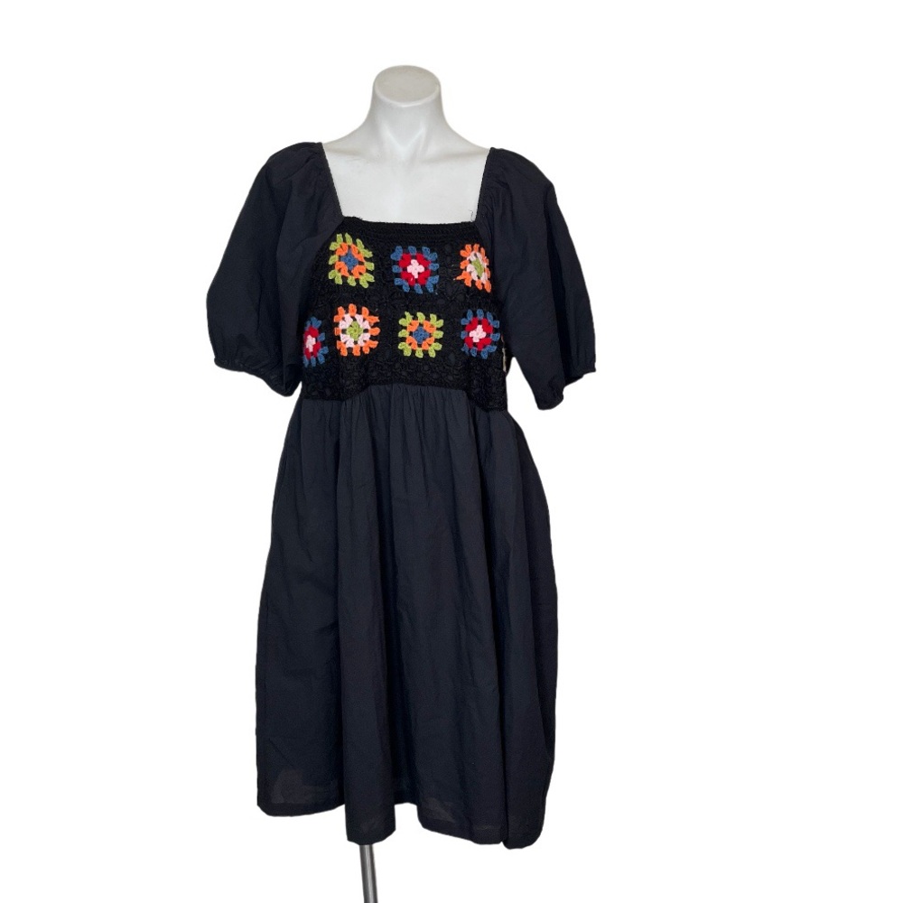 Black Floral Embroidered Dress